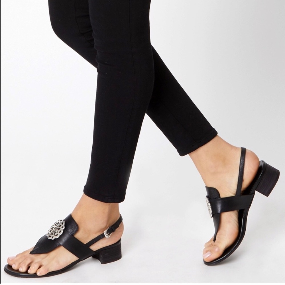 Brighton Black Sandals with Silver Accents